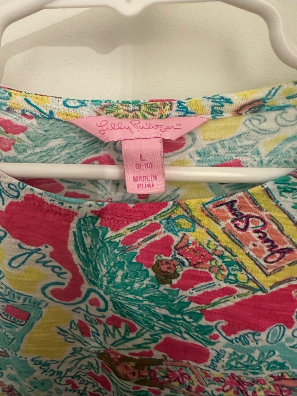 Lilly Pulitzer Bright Turquoise, Pink & Yellow Floral Print Top - Picture 2 of 4
